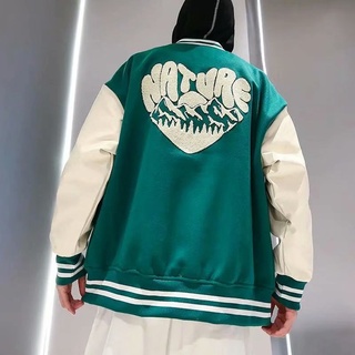 Áo khoác bomber đôi thêu phong cách Hàn Quốc cho nam simple áo varsity jacket retro áo khoác bóng chày nam fashion áo khoác gió 2 lớp from rộng varsity jacket bomber
