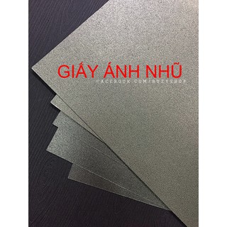 (Xấp 5Tờ) Giấy Ánh Nhũ, Bìa Màu, Giấy Làm Thiệp, Scrapbook (A4) (Vàng đồng đậm)