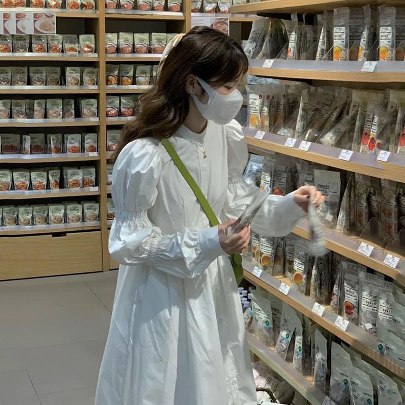 Đầm sơ mi tay dài dáng chữ A chiết eo kiểu Hàn Quốc thời trang mùa thu mới