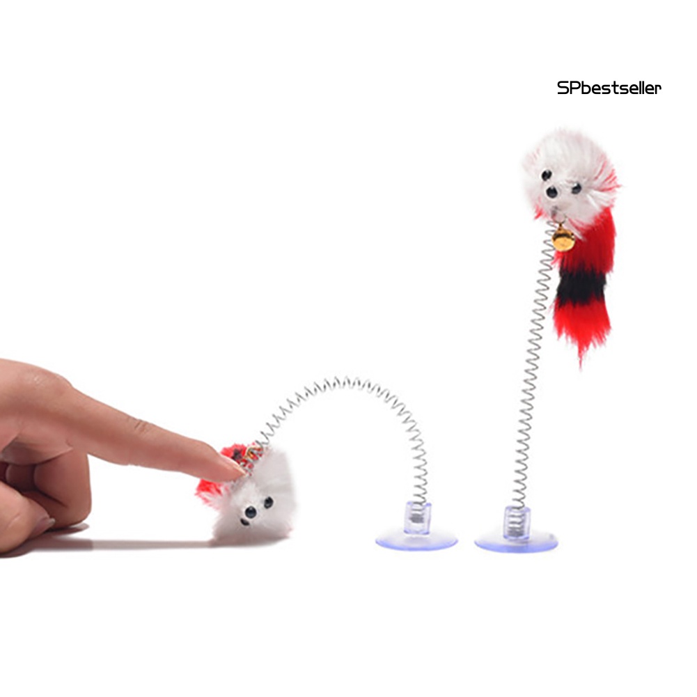 Đồ Chơi Gắn Lò Xo Hình Chuột Bông Có Giác Hút Cho Mèo
