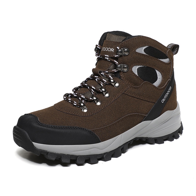 Giày bốt leo núi cổ cao lót lông cừu ấm áp thời trang cho nam 2021