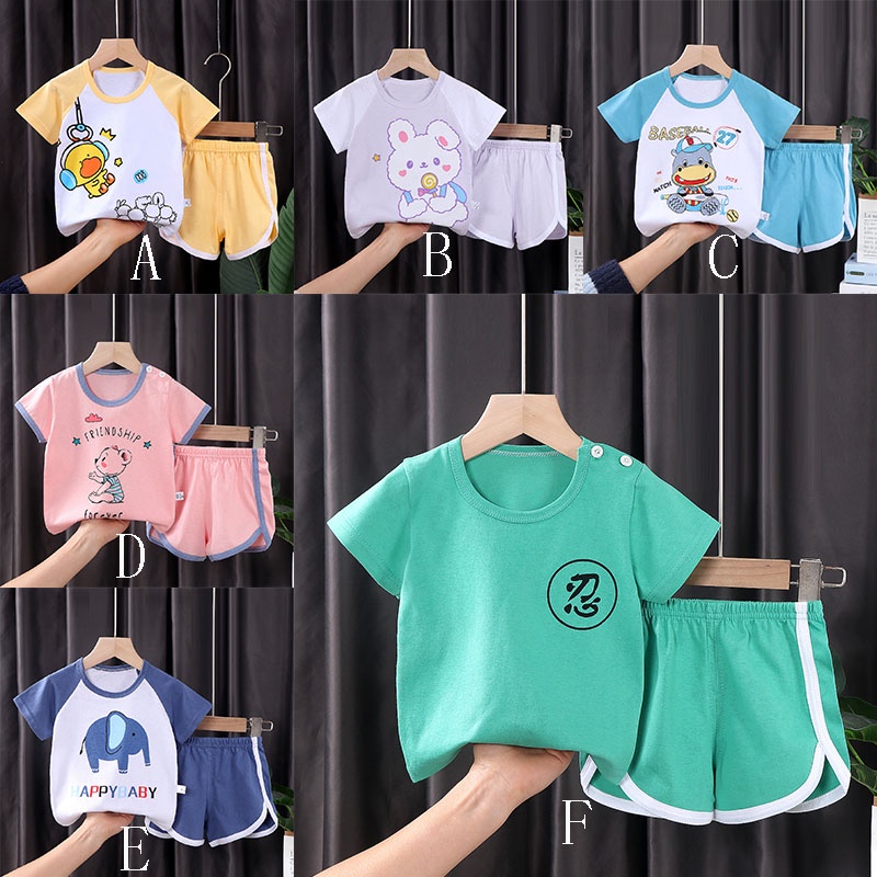 Bộ đồ SANITKUN ngắn tay 100% cotton họa tiết hoạt hình phong cách Hàn Quốc thời trang mùa hè cho bé