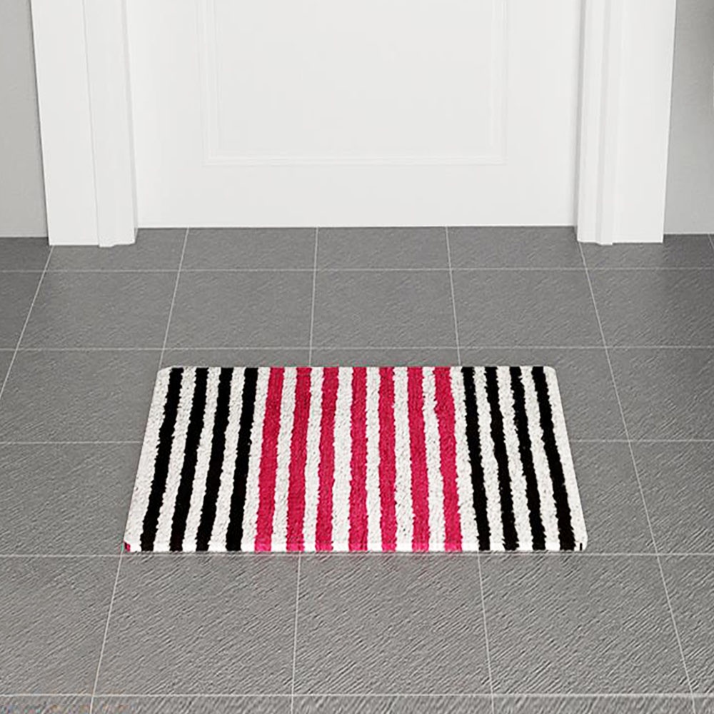 HomeBase ME Thảm lót sàn lau chân phòng tắm cotton mềm mại và thấm hút tốt SI/13701 W40XH60xD1cm màu hồng