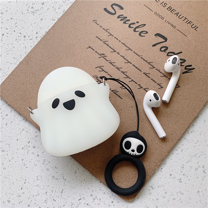 Vỏ bảo vệ hộp sạc tai nghe cho Airpods 1 / 2 hình con ma 3D đáng yêu