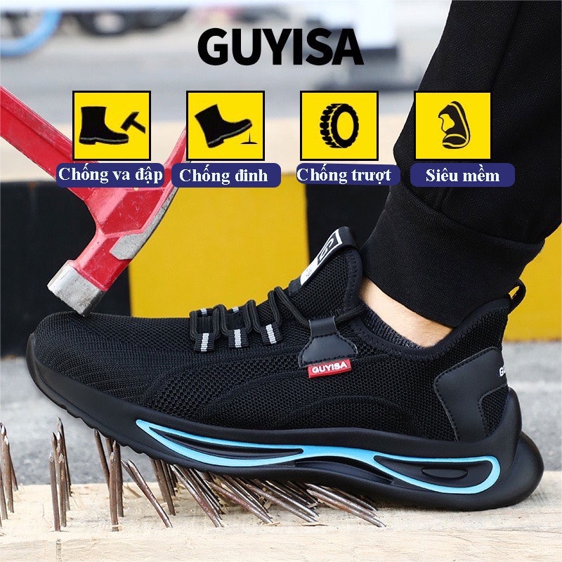 Giày bảo hộ lao động nam nữ mũi nhựa thời trang siêu nhẹ cách điện Guyisa 1094