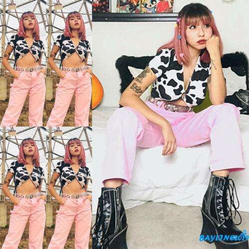 Áo cúp ngực ngắn tay họa tiết da bò sữa xinh xắn thời trang cho nữ