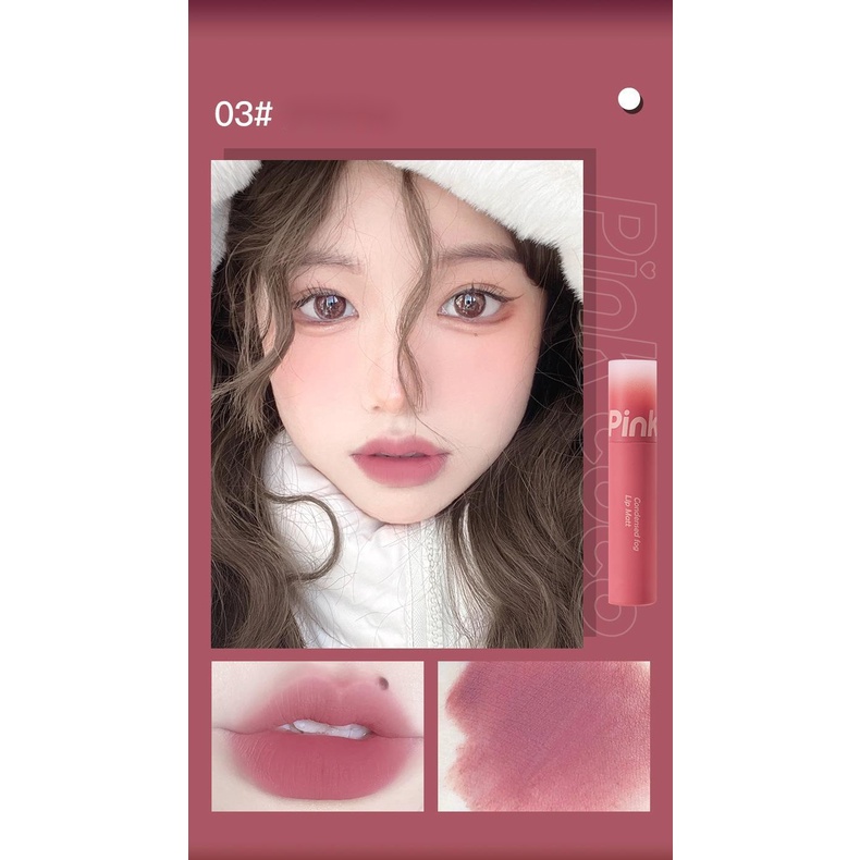 Son Kem nội địa trung 3D pinkcoco Tông Nhung Lì Trang Điểm Làm Đẹp Môi