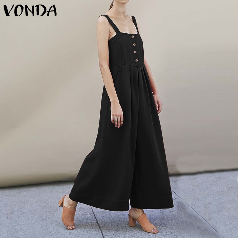 Jumpsuit VONDA Hai Dây Ống Rộng Màu Trơn Cho Nữ