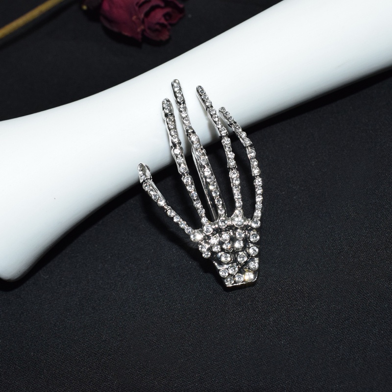 Kẹp Tóc Hình Móng Vuốt Đầu Lâu Đính Đá Lấp Lánh Phong Cách Đường Phố Cá Tính Dành Cho Nữ