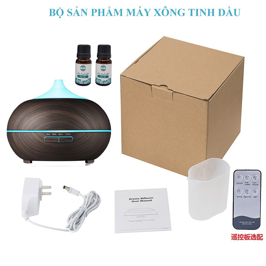 Máy Xông Tinh Dầu Bí Ngô Tặng Tinh Dầu Cao Cấp Và Điều Khiển Bù Ẩm Máy Hết Nước Tự Ngắt Có Đèn Led 7 Màu