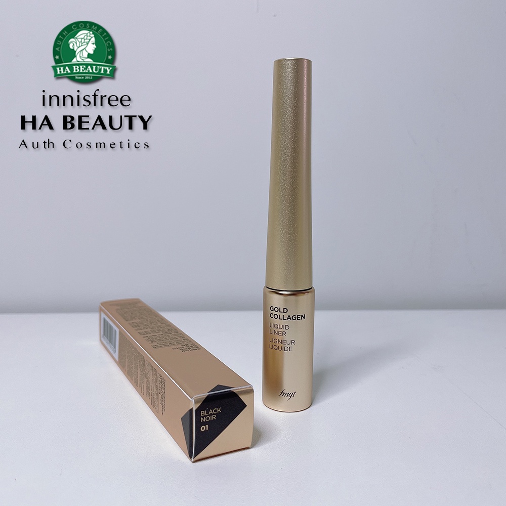 Kẻ mắt nước The Face Shop mếm mịn đầu cọ mảnh fmgt Gold Collagen Liquid Liner Black 5.5g lâu trôi không lem