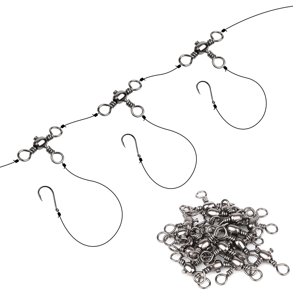Set 50 đầu nối dây câu cá 3 chiều bằng thép không gỉ tiện dụng