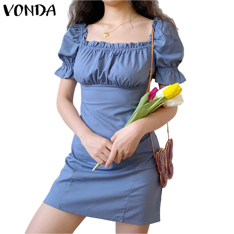 Đầm Bút Chì VONDA Tay Ngắn Cổ Vuông Phong Cách Hàn Quốc | BigBuy360 - bigbuy360.vn