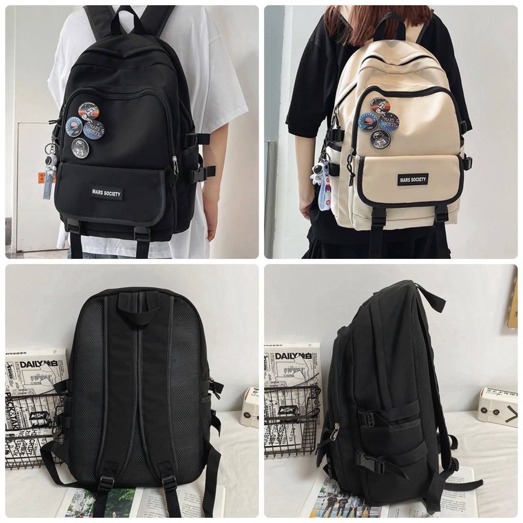 Balo nam nữ dáng to nhiều ngăn phong cách Unisex năng động Mars Society- Cặp sách đi học chống nước TẶNG HUY HIỆU cá tín