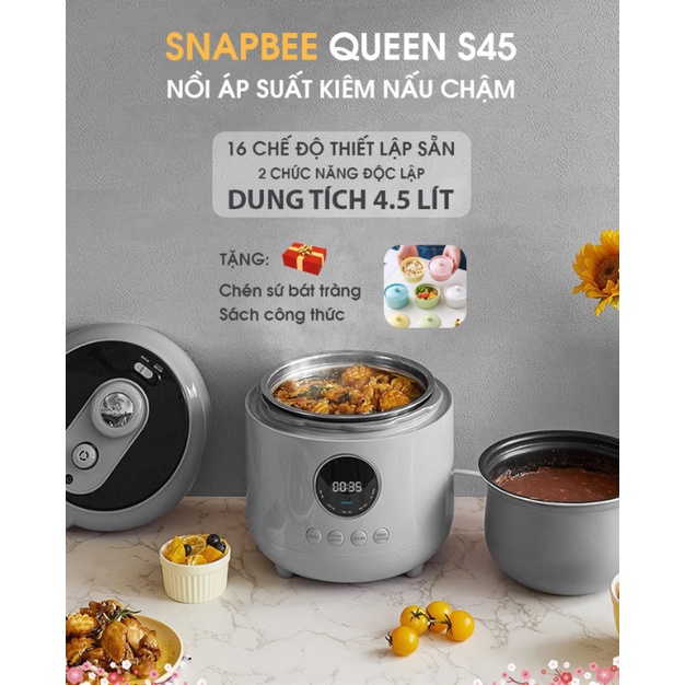 Nồi áp suất đa năng SnapBee Queen S45 hầm hấp chiên xào lẩu nấu cháo 4.5L