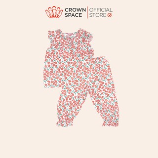Bộ Mặc Nhà Crown Space CKGS2911205 Họa Tiết Cam San Hô Cho Bé Gái Size 15kg - 27kg