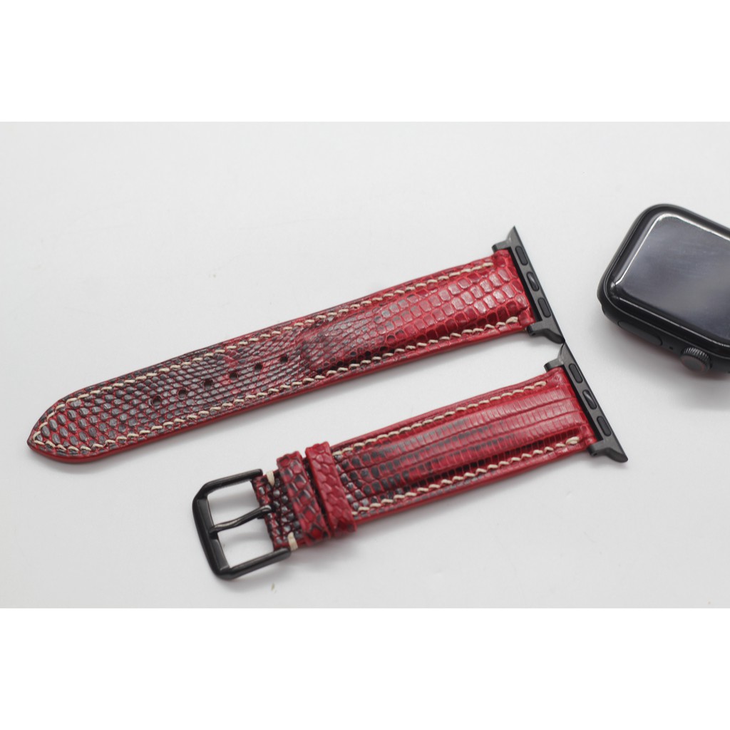 [CAO CẤP] Dây Apple Watch, dây da Kỳ Đà dành cho apple watch size 38/40/42/44 nhiều màu Phối CHỈ TRẮNG, bh 6 tháng