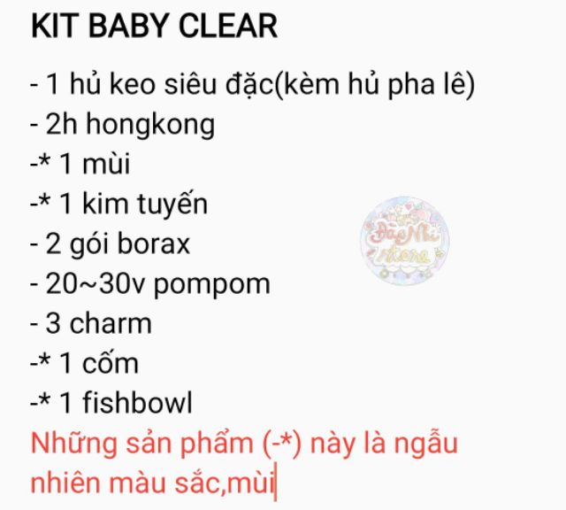 KIT CLEAR SLIME 12 MÓN/KIT BABY CLEAR