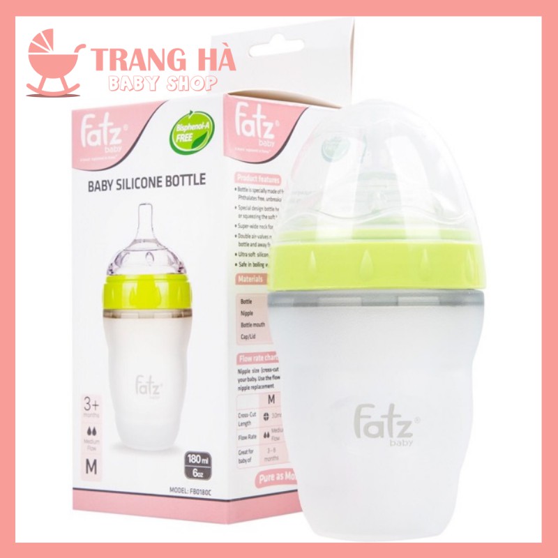 𝑮𝑰𝑨́ 𝑯𝑼̉𝒀 𝑫𝑰𝑬̣̂𝑻BÌNH SỮA SILICON FATZ BABY 180ML FB0180C