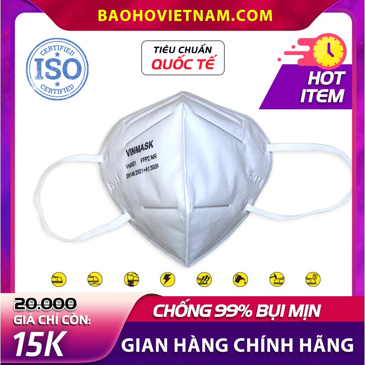 [5 cái] Khẩu trang giấy VINMASK N95 chống vi khuẩn, lọc 99% bụi siêu mịn