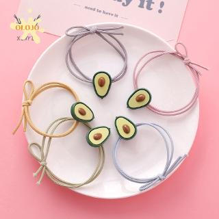 Dây Cột Tóc Co Giãn Đính Hoa / Quả Bơ Dễ Thương Phong Cách Hàn Quốc Cho Bé Gái