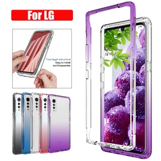Transparent Case For LG Velvet Casing PC+TPU Gradient Color Shockproof Back Phone Case For LG Velvet 5G Bumper Protection Cover
