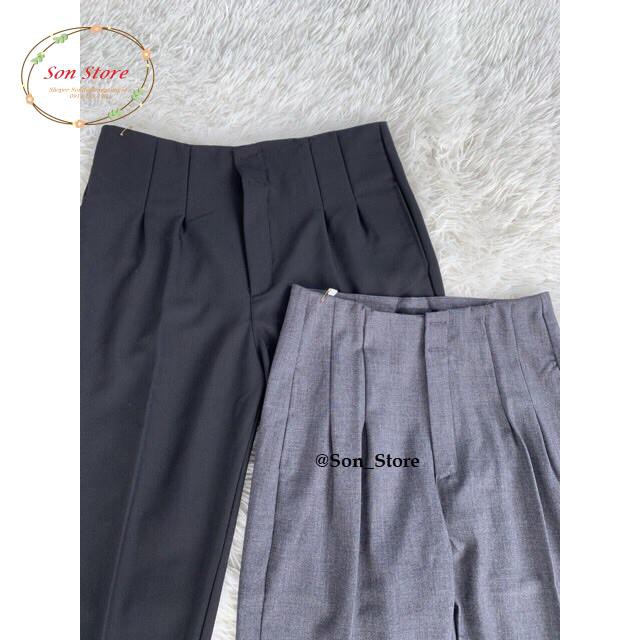 Quần baggy công sở cạp liền 2 cúc xếp ly đùi | BigBuy360 - bigbuy360.vn