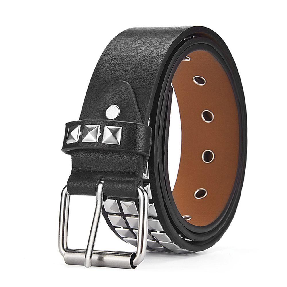 Thắt Lưng Da PU Màu Ngà Thiết Kế Đơn Giản Phong Cách Punk Cổ Điển Thời Trang Cho Nam Và Nữ