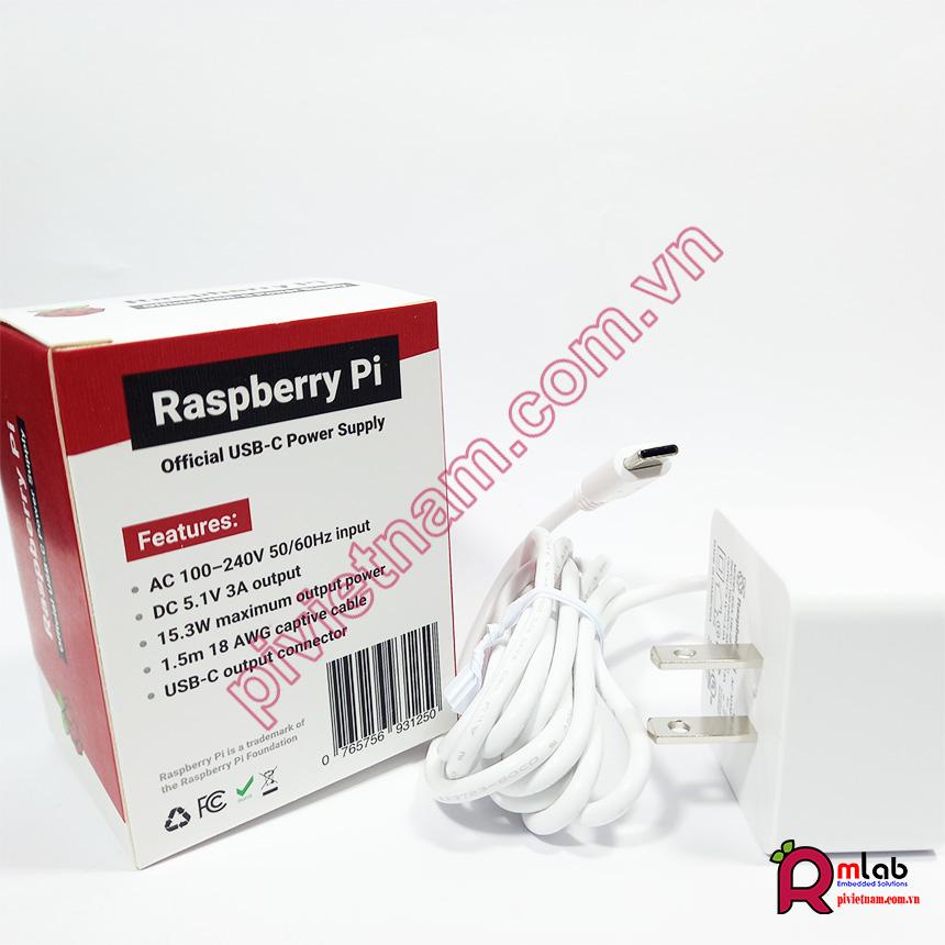 Nguồn chính hãng 5.1V - 3A typeC dành cho Raspberry Pi 4 Model B made in the UK | BigBuy360 - bigbuy360.vn