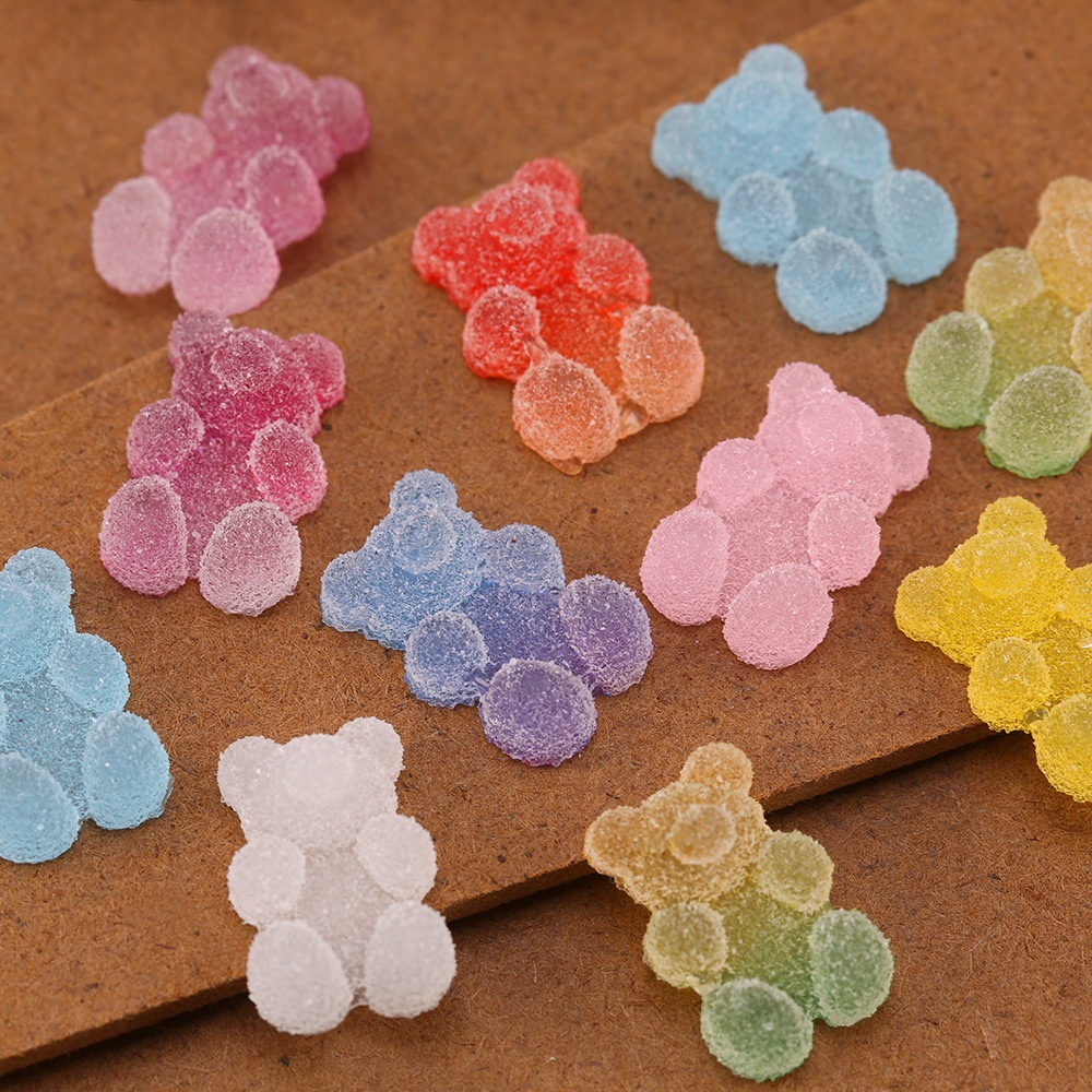 Set 20 Phụ Kiện Trang Trí Móng Tay 3D Bằng Nhựa Resin Mềm Hình Gấu Màu Gradient Phong Cách Nhật Bản Dễ Thương