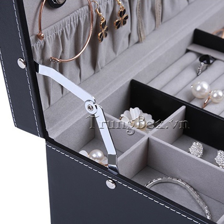 Hộp Đựng Đồng Hồ Trang Sức và Kính Mát 2 Tầng Vỏ Da - Mã 617