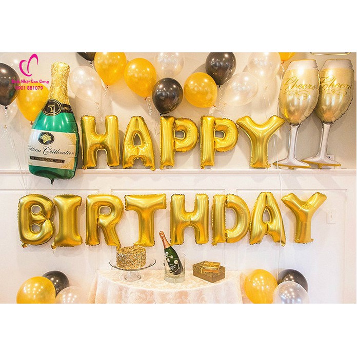 Bộ Bóng chữ Happy Birthday trang trí sinh nhật 40cm