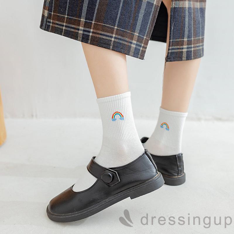 Đôi vớ dệt kim cổ cao in hình hoạt hình dễ thương cho nữ