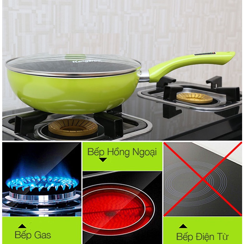 Chảo chống dính sâu lòng 24 cm Kangaroo cao cấp siêu bền tay cầm chống nóng