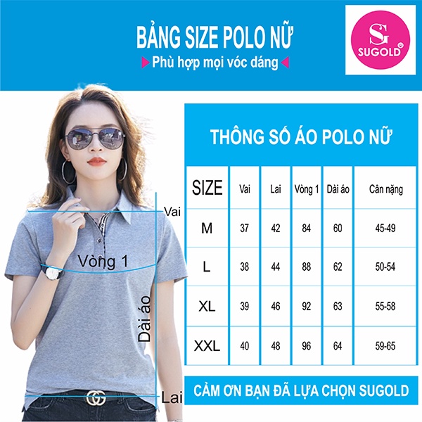 Áo thun polo nữ SUGOLD Store thun cotton ngắn tay thấm hút tốt, dáng công sở nhiều màu RZM46