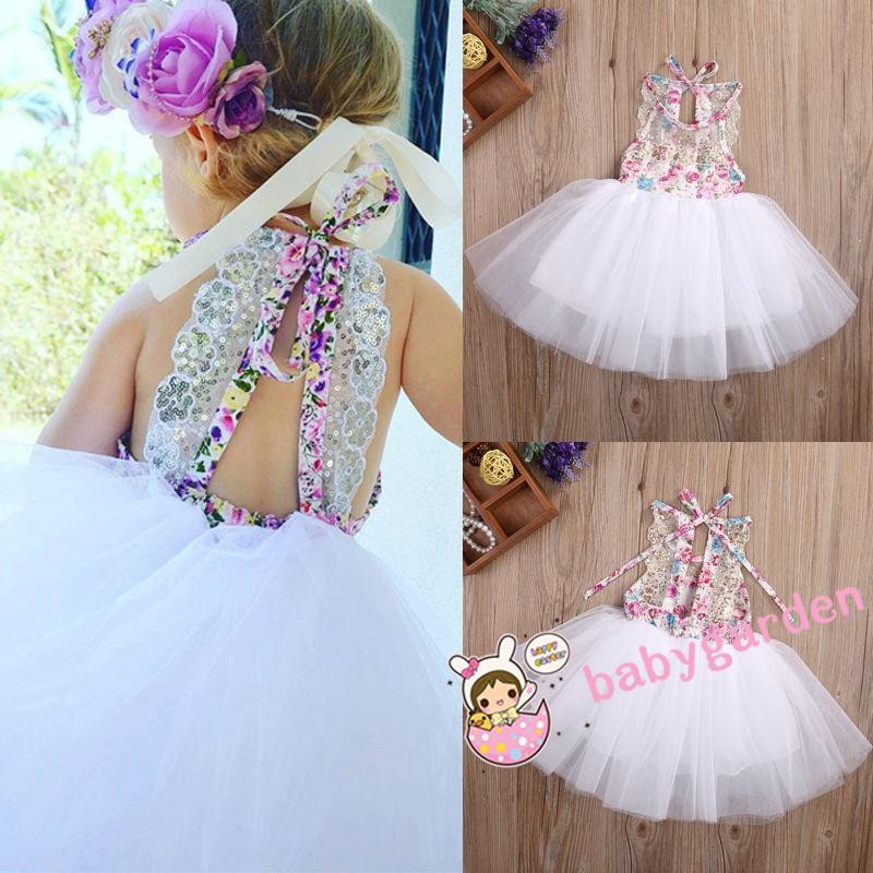 Đầm dự tiệc in hoa bằng vải tulle cho bé gái