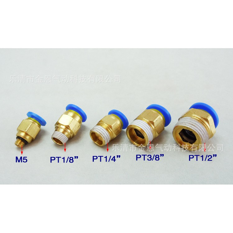 Khớp nối cắm nhanh ống 12mm và chân kết nối ren 1/8, 1/4, 2/8, 1/2 hãng aks