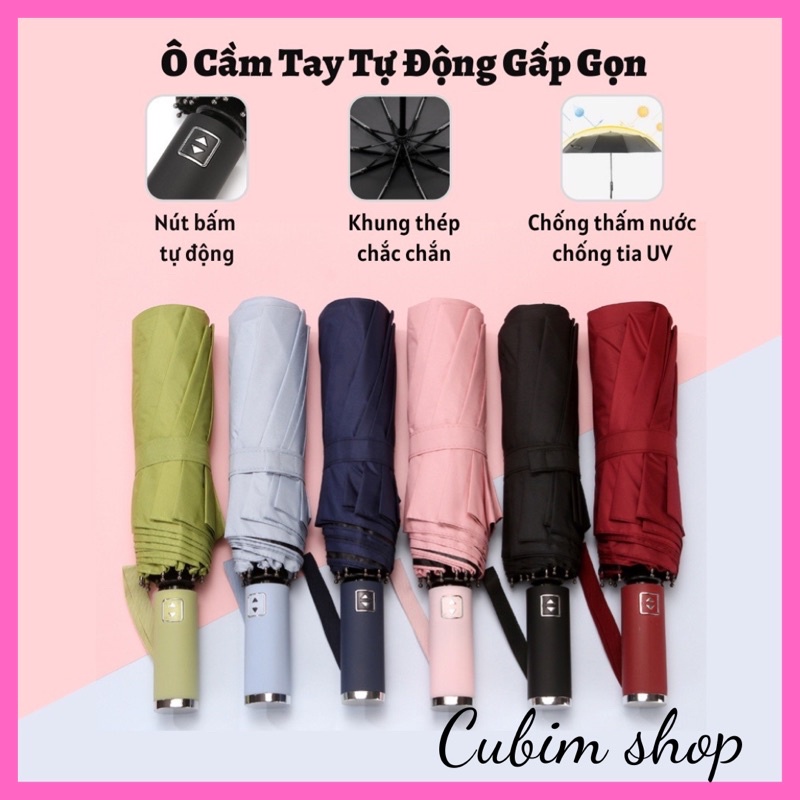 Ô dù gấp gọn tự động đóng mở hai chiều 10 nan cao cấp chắc chắn chất liệu bền bỉ hàng loại 1