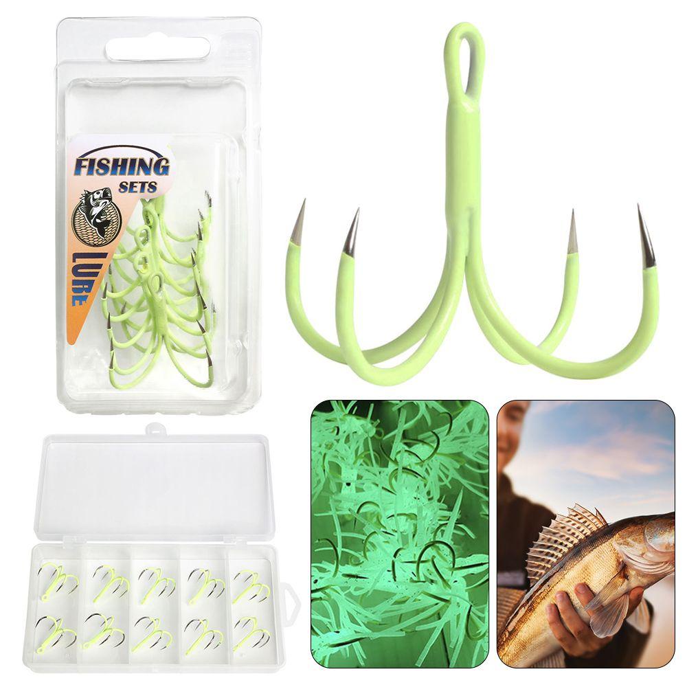 YOLA Bộ 6 / 10 Móc Câu Cá Hình Mỏ Neo Bằng Thép Không Gỉ Phát Sáng