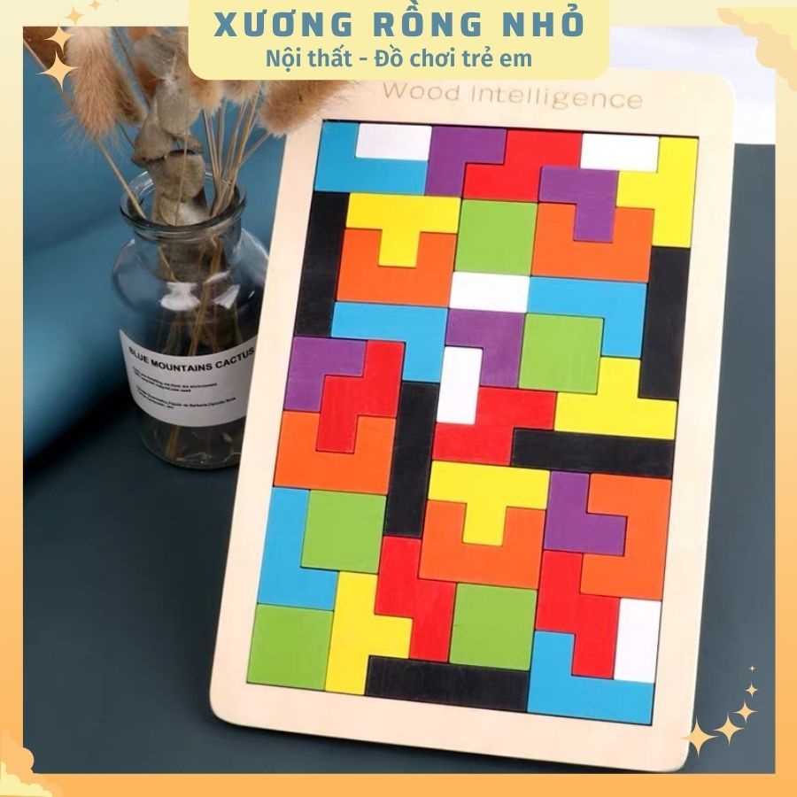 Đồ Chơi Xếp Hình Thông Minh, Đồ Chơi Xếp Gạch bằng gỗ - Xương Rồng Nhỏ