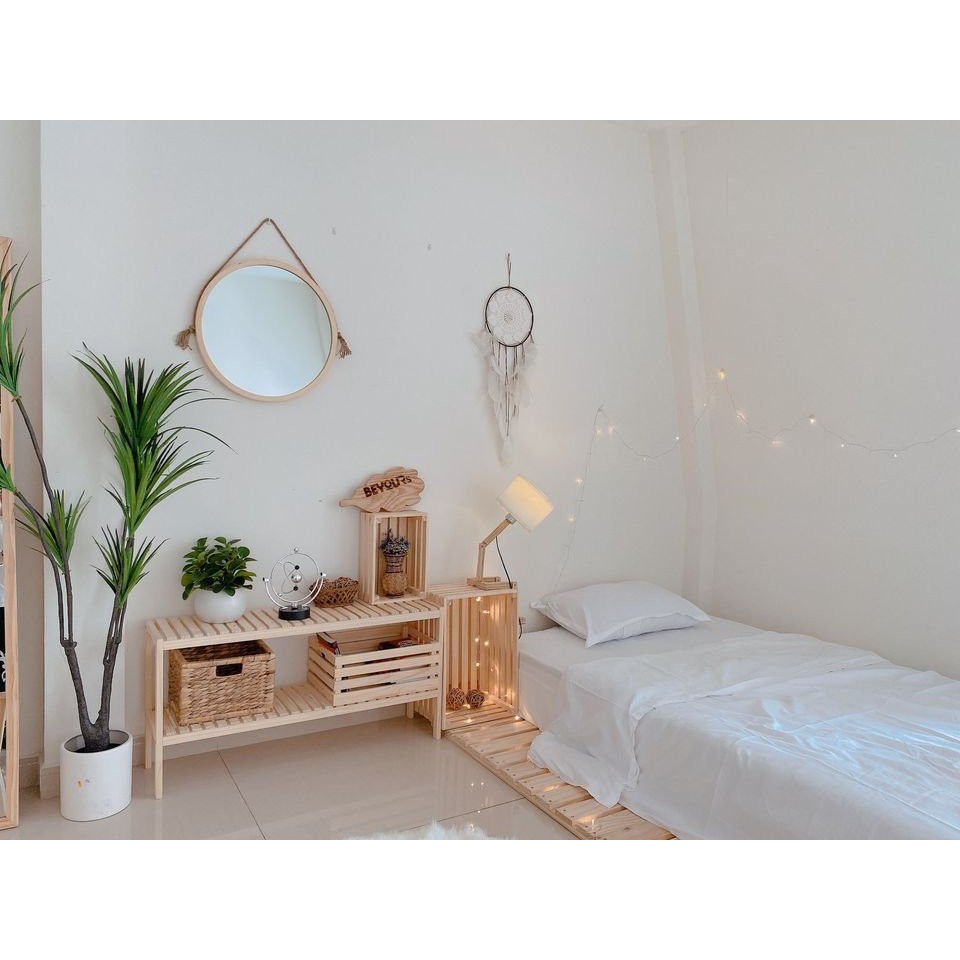 Giường ngủ gỗ thông Pallet, Decor, Handmade, Homestay