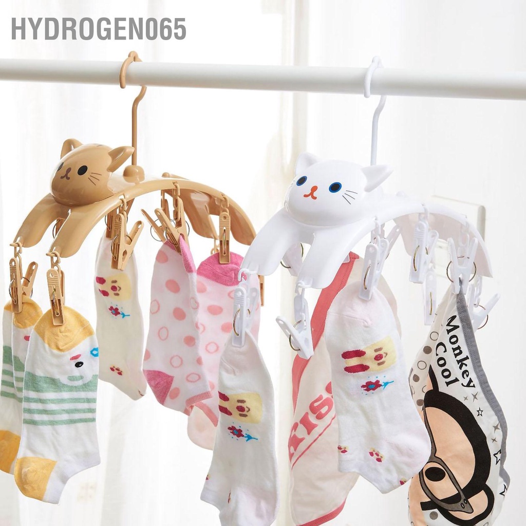 Hydrogen065 Kẹp Móc 10 PP Giặt Xoay 360 ° Giá Sấy Vải Cho Ban Công Nhà
