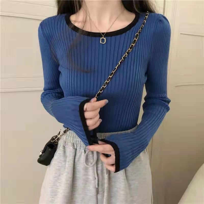 Áo dệt kim SUXI tay dài dáng ôm phong cách Hàn Quốc mới cho nữ