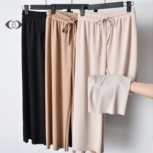 Quần ống suông rộng culottes gân tăm mềm mát | BigBuy360 - bigbuy360.vn