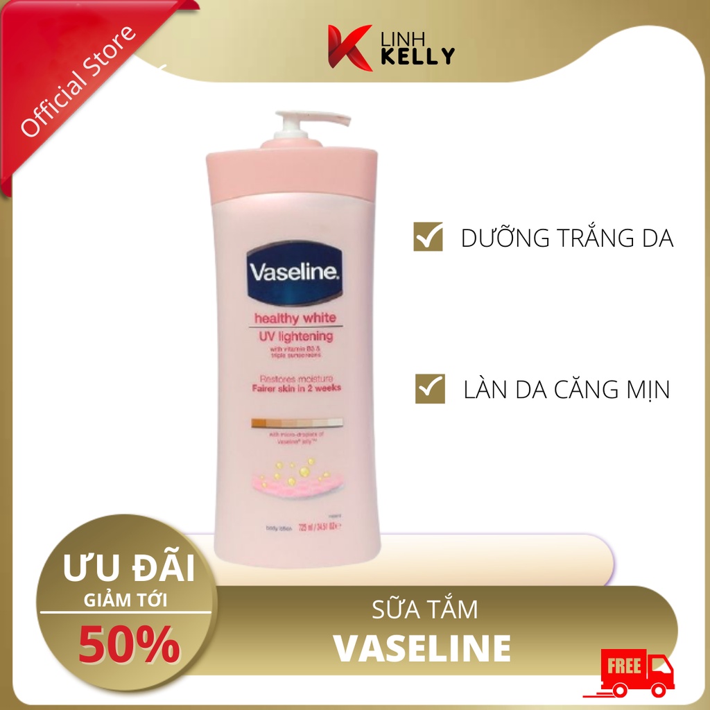 [CHÍNH HÃNG] Sữa dưỡng thể Vaseline Healthy White UV Lightening Body Lotion 725ml- Dưỡng trắng dưỡng ẩm cho mọi loại da