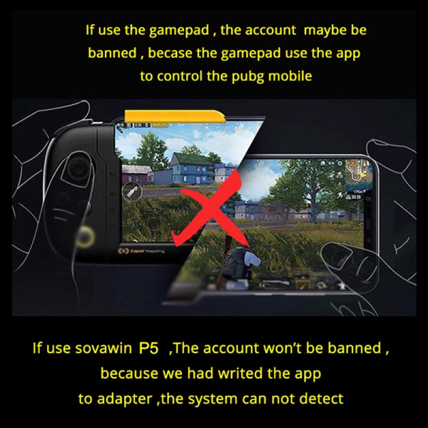 Pz-Bộ chuyển đổi Tay cầm chơi game PUBG cho điện thoại Android , PC , bluetooth