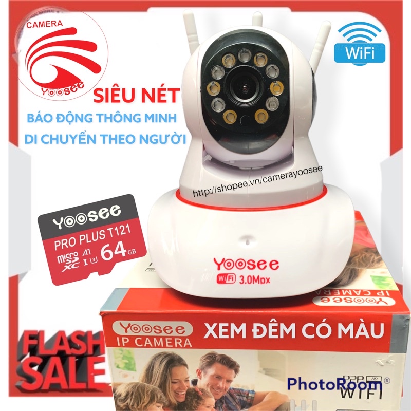 Camera IP YooSee thế hệ mới 2.0 3anten - xoay 360 xem đêm có màu