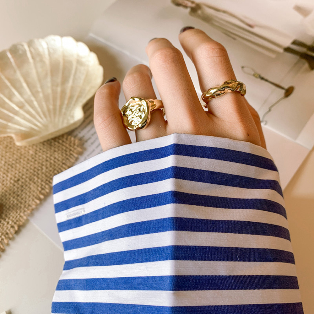 Set 5 Nhẫn Đeo Tay Kim Loại Phong Cách Retro Thời Trang Cho Nữ