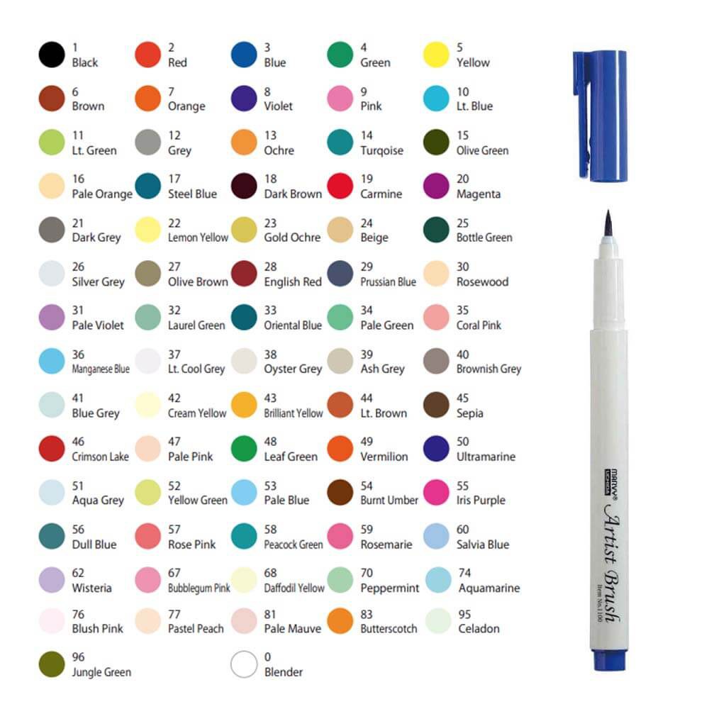 P1 - Bút Marvy Artist Brush 1100 - 72 Màu