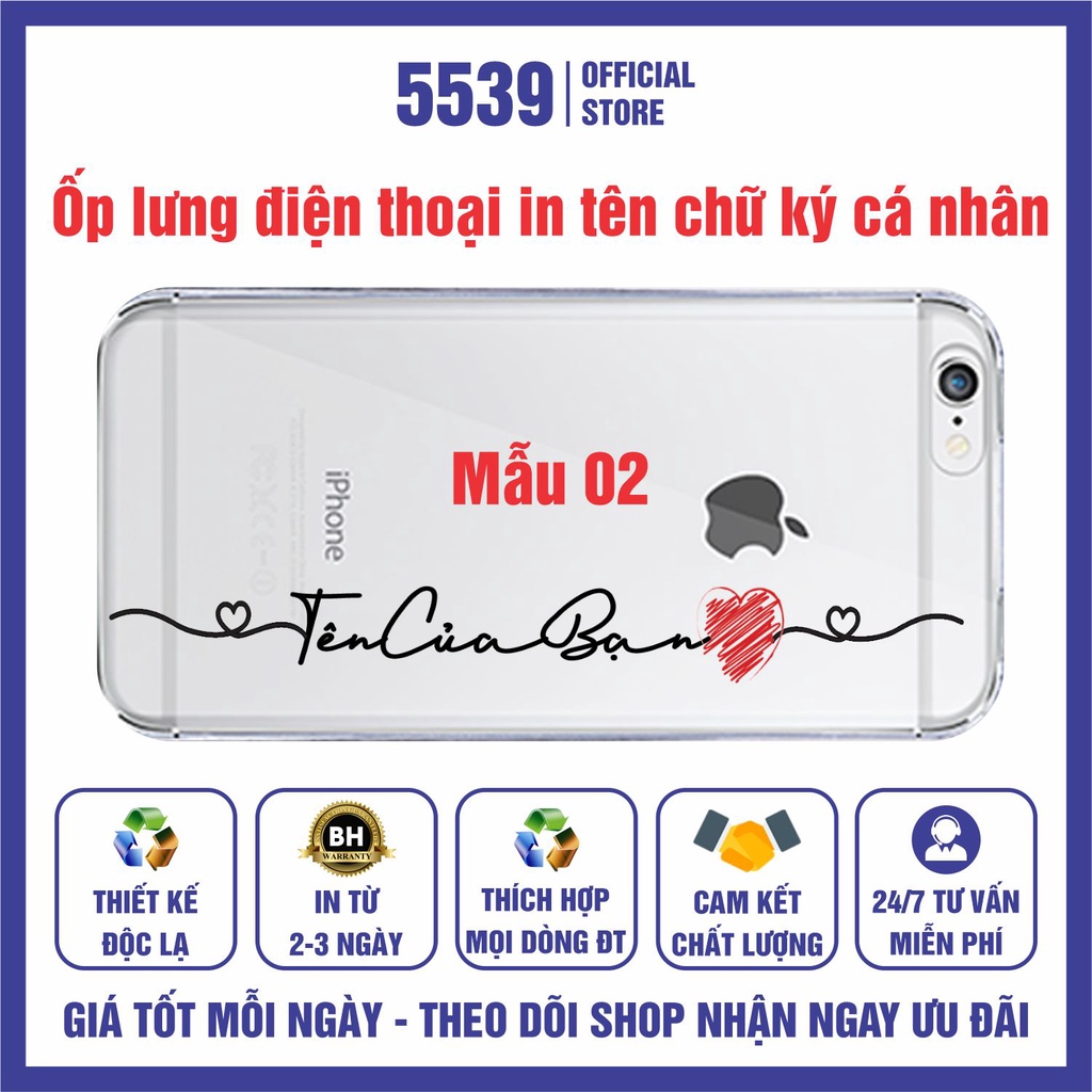 Ốp lưng in tên chữ ký theo yêu cầu thích hợp mọi dòng điện thoại vui lòng chat với shop trước khi đặt hàng - Shop 5539